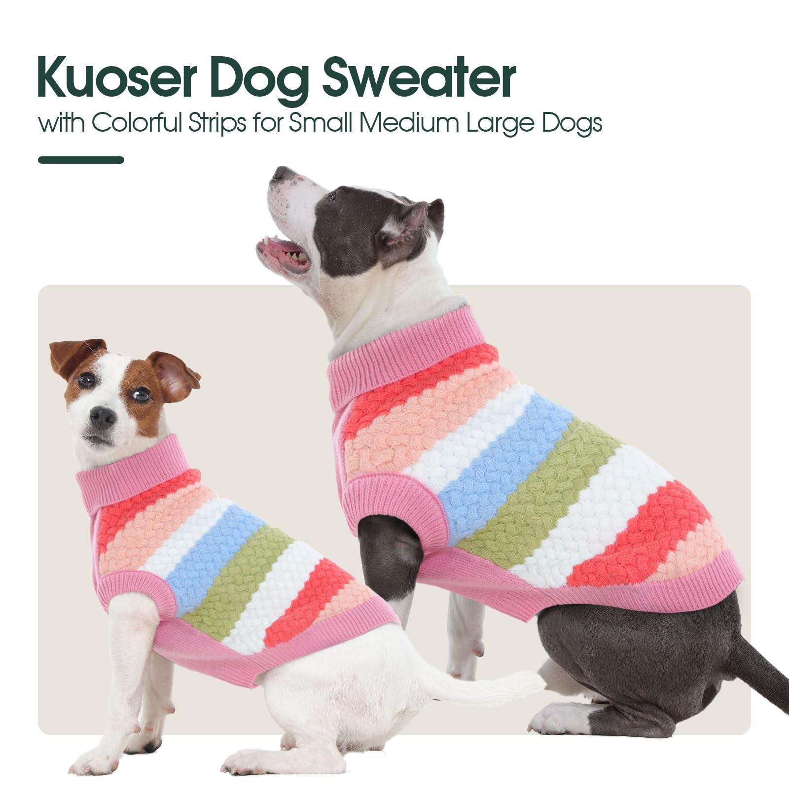 Kuoser Dog Jumper, Warm Knitted Sweater with Turtleneck, Soft Winter Clothes for Small & Medium Dogs Pullover for Cold Weather Walks - Image 3