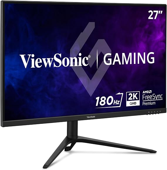 ViewSonic VX2728J-2K 27 Inch 1440p Gaming Monitor, IPS with 180Hz and 0.5ms for Smooth Gameplay, FreeSync Premium and G-Sync Compatible, Eye Care Technology, Advanced Ergonomics, HDMI, and DisplayPort