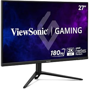 ViewSonic VX2728J-2K 27 Inch 1440p Gaming Monitor, IPS with 180Hz and 0.5ms for Smooth Gameplay, FreeSync Premium and G-Sync Compatible, Eye Care Technology, Advanced Ergonomics, HDMI, and DisplayPort