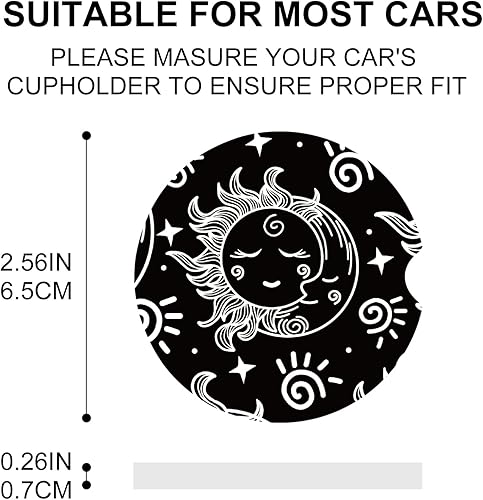 Miniatura 4 de Posavasos de automóvil absorbentes para automóvil, paquete de 2, posavasos de cerámica de 2.56 pulgadas con muesca para el dedo para una fácil