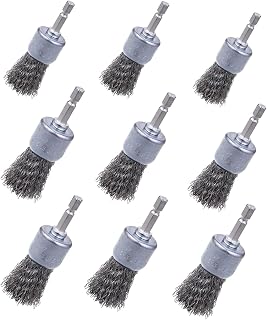 9 Pack Wire Brush Wheel for Drill, 3 Sizes Wire End Brush, 1/4inch Hex Shank Crimped Wire Brush Drill Attachments Wire Wheel Cup Brushes for Drill Paint Surface Rust Removal