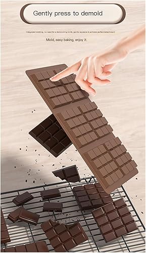 Miniatura 6 de Molde de silicona grande para barra de chocolate de 6.7 x 10.2 pulgadas, antiadherente, moldes de caramelo de cavidad profunda para hornear,