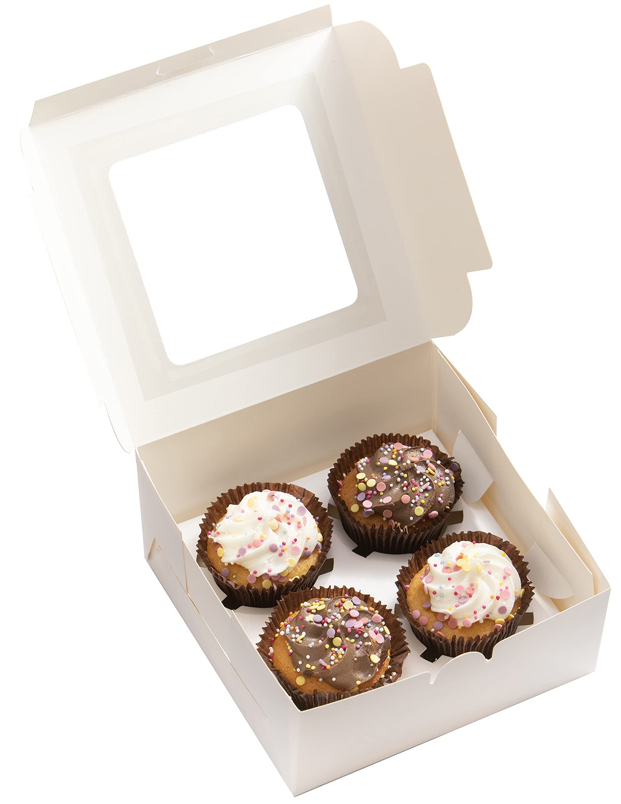 Buy HomeBerg 10 x White Cupcake Boxes 4 Hole White Kraft Cupcake Box