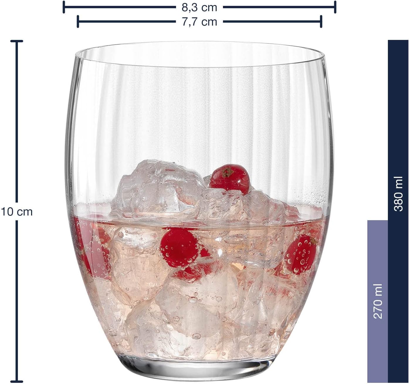 LEONARDO Poesia Drinking Glass, Set of 6, Dishwasher-Safe Water Glasses, Glass Drinking Cups, Juice Glasses, Drinks Set, 380 ml, Glass, Clear, 069170