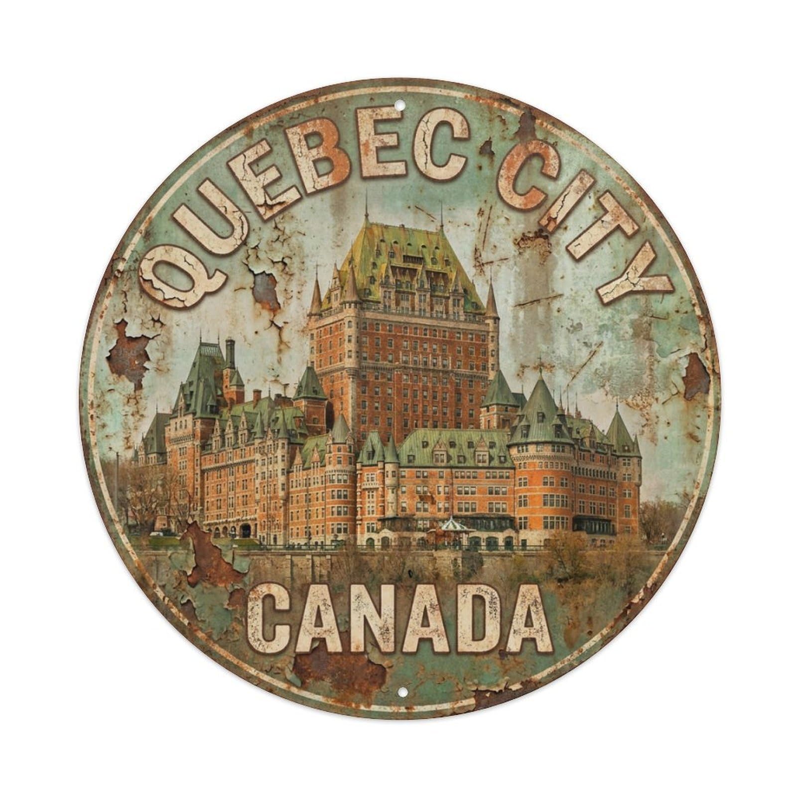 Metal Tin Sign Vintage Travel Canada Quebec City