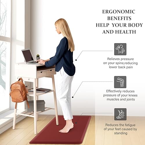 Miniatura 127 de HappyTrends Tapete de cocina [2 piezas] acolchado, cómodo, antifatiga, impermeable, antideslizante, tapete de espuma ergonómica gruesa y perfecta