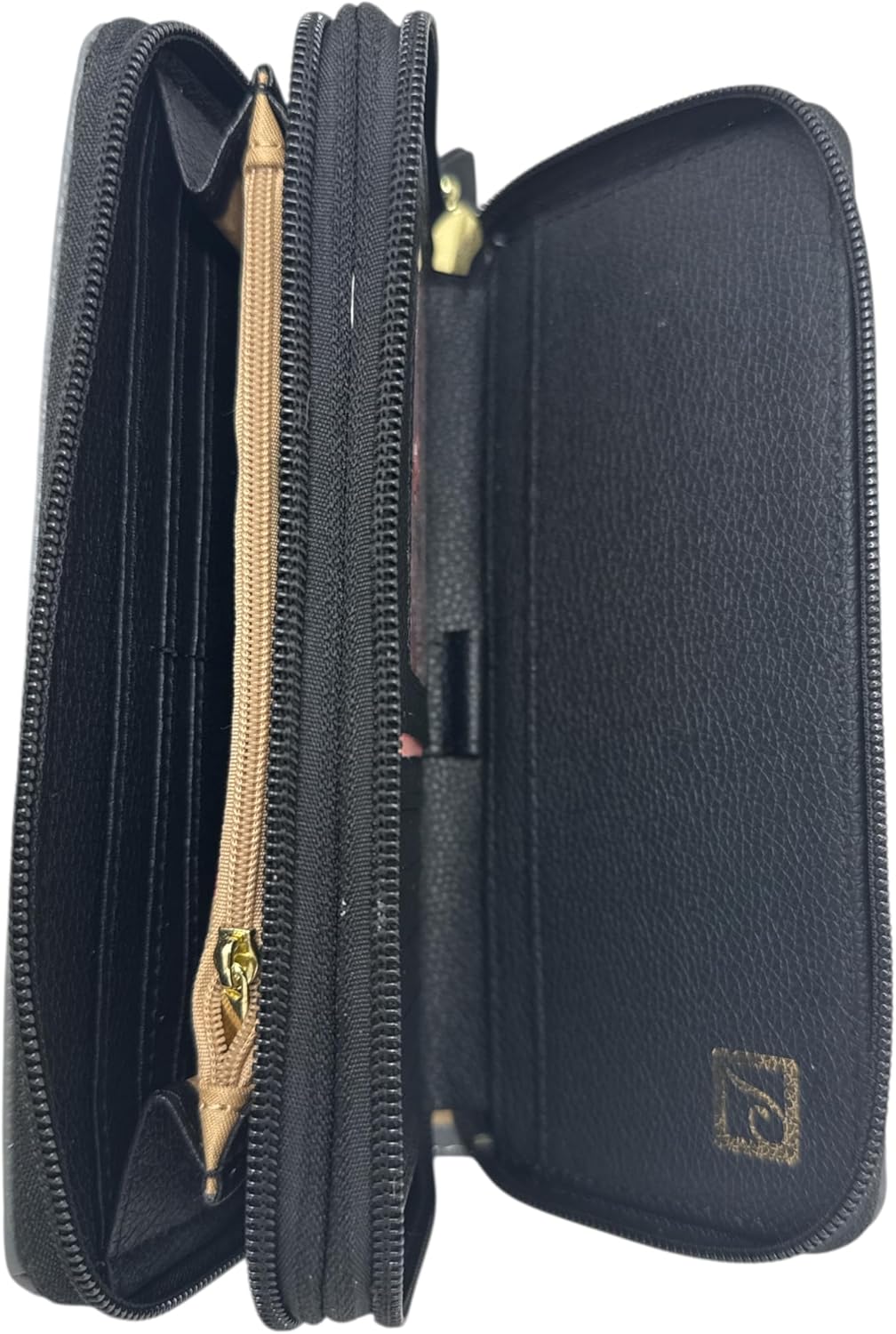 Stone Mountain Double Zip Around Wallet – Large Charcoal Gray Pebble Genuine Leather Wristlet, Women’s Clutch Organizer, 7x2x4 Inches