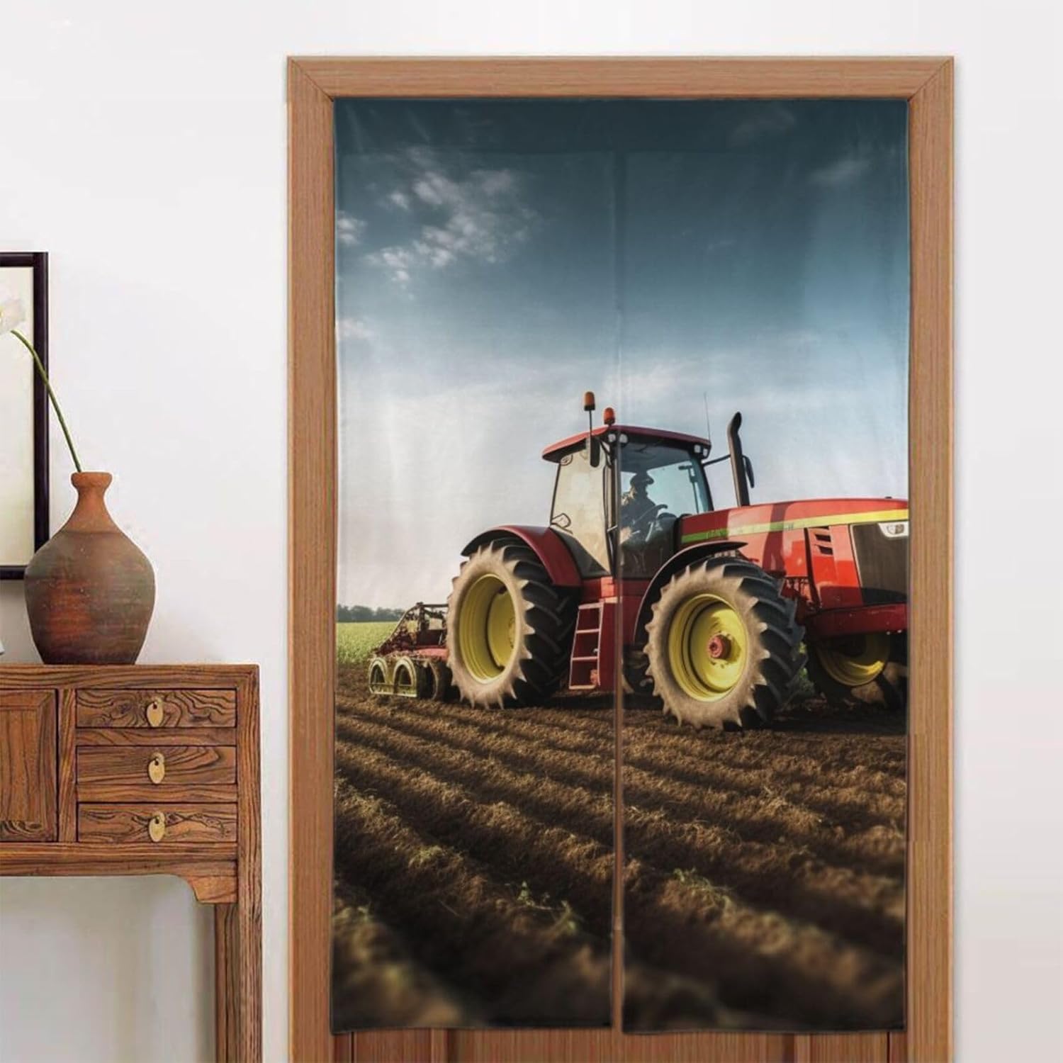 Tractor Farm Door Curtains for Doorway Privacy Dividers Fengshui Curtain Blackout Tapestry Fabric Door Window Curtain for Home Bedroom Kitchen Decoration 34x56in, 2 Panel