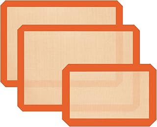 Silicone Baking Mat, Reusable Silicone Oven Baking Sheet, Heat Resistant Nonstick Food Safe Baking Mat for Cookie, Bread, Pastry (Pack of 3) (Orange)