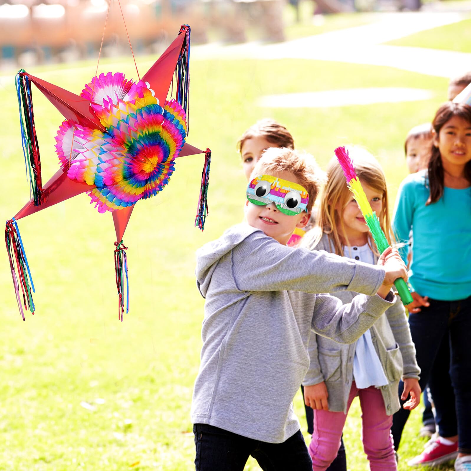 Piñata Plegable de Estrella de 5 Puntas para Fiestas Decoración Colgante de Papel Seguro Accesorio para Juegos y Adornos de Cumpleaños 1 Pieza para Eventos Infantiles