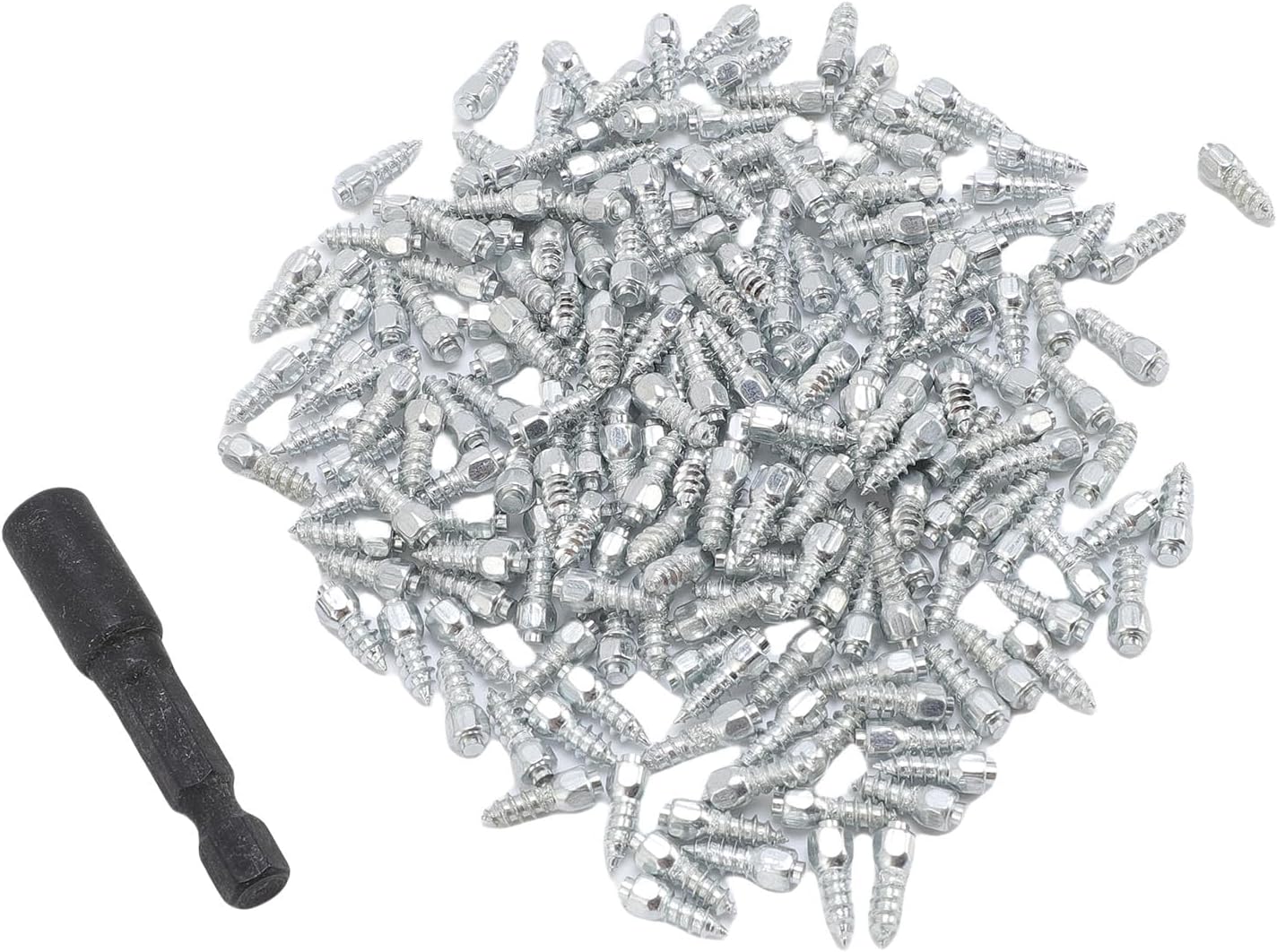 Alomejor Motorcycle Tire Anti Slip Spikes, 100PCS 12mm Steel Tire Studs, Easy Installation Tool Included, Premium Steel Construction, Superior Anti Slip Grip, Enhanced Vehicle Stability,