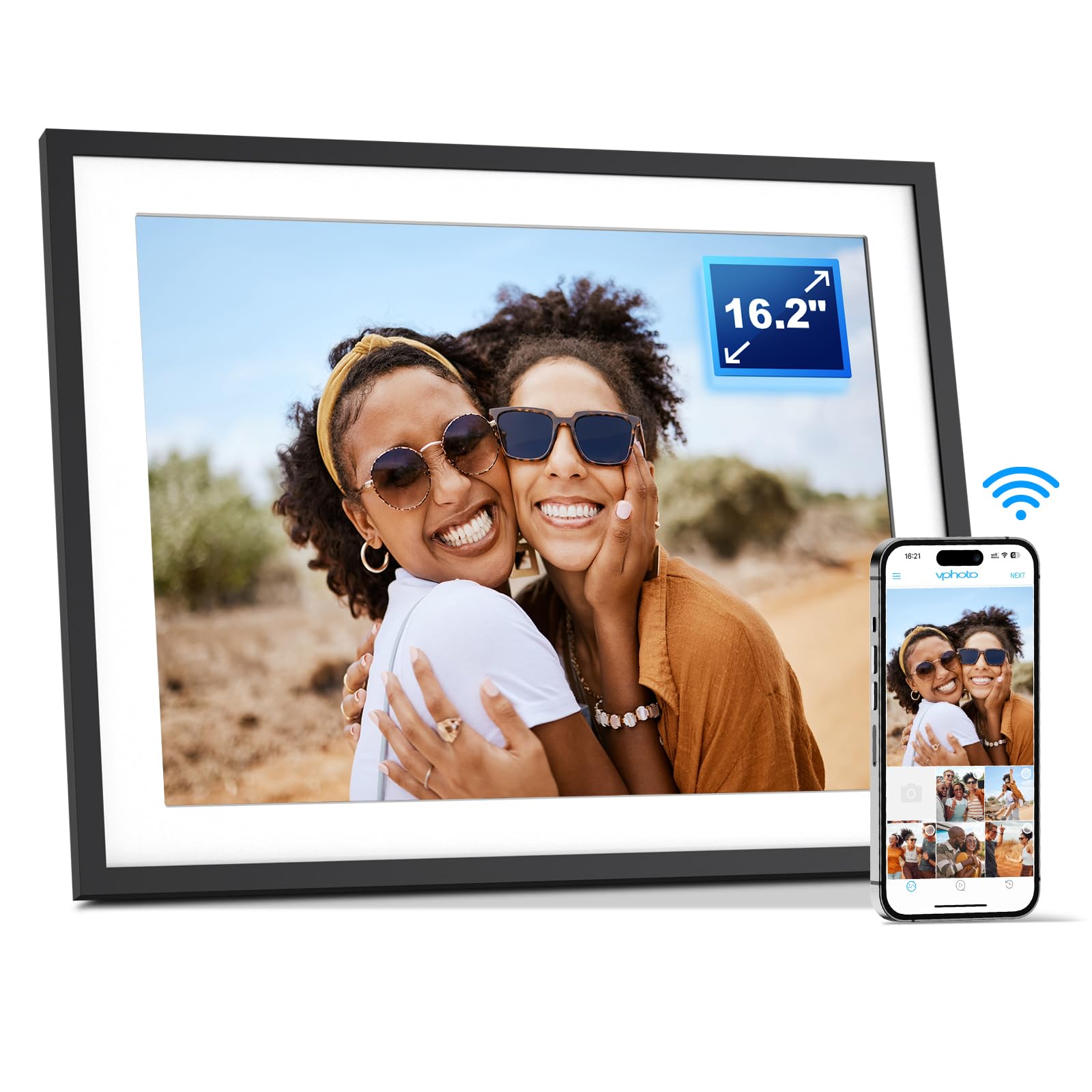 Photo 1 of 16.2-Inch 32GB Extra Large WiFi Digital Picture Frame, 16.2” HD - Black