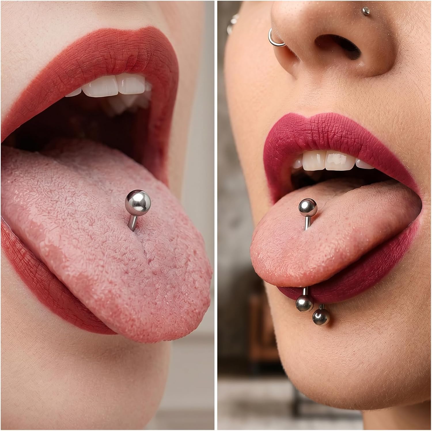 14G Surgical Steel Tongue Rings- 10Pcs Tongue Piercings | Tongue Piercing Jewelry 12mm 14mm 16mm 18mm 22 mm Bars Barbells for Women Men