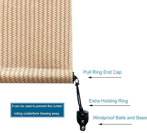 Miniatura 7 de Bungee Kit and End Cap Coolaroo Replacement Parts Roller Shades Outdoor/Indoor Roller Up Blinds Shade Tie Downs(Bungee kit and Pull Ring end caps, 2