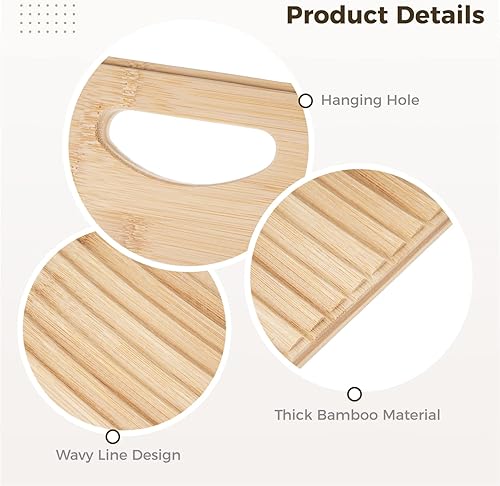 Miniatura 4 de Tabla de lavado de madera para lavar a mano, 15.7 pulgadas, de bambú, antideslizante, tabla de limpieza para lavado de manos, tabla de lavar a la
