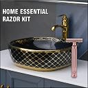 Pearl Shaving Double Edge Safety Razor L-55 (Blush wine) made with Brass Metal - Premium Shaving Razor | Classic & Traditional Shaving kit for men| Complimentary Blade Refills | Diwali Gift Option gallery image