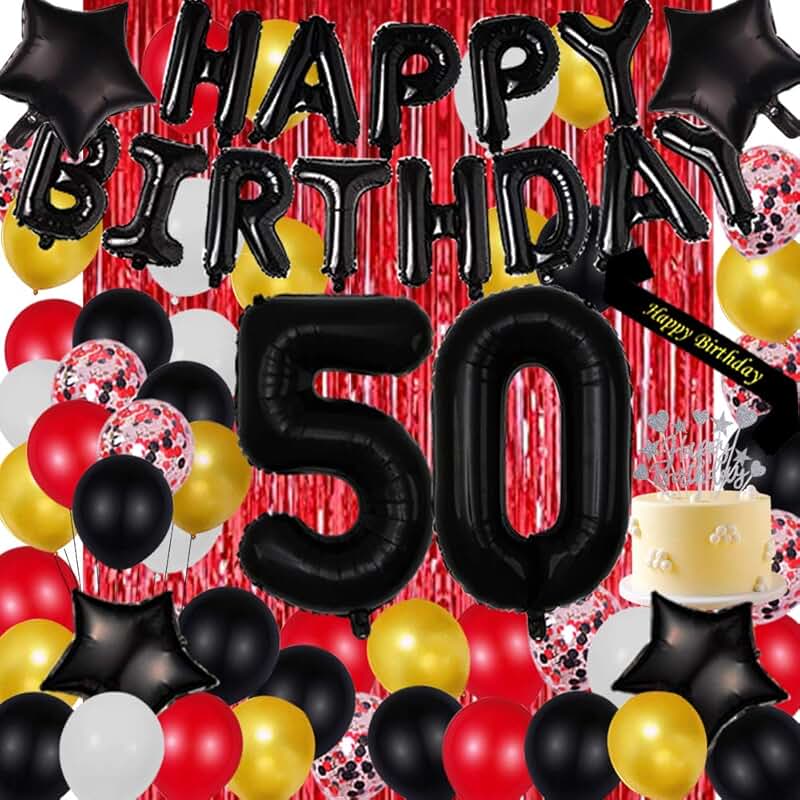 red 50th birthday decorations