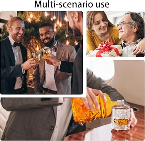 Miniatura 7 de Tfwadmx Decantador de whisky creativo transparente de 25.4 fl oz, jarra de whisky, juego con 2 copas de vino (5 onzas), vasos de whisky para vino,