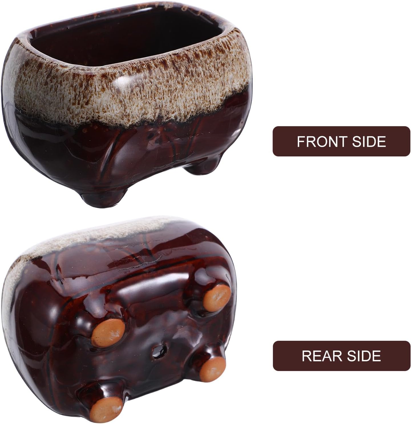 Luxshiny 5pcs Small Ceramic Succulent Flowerpot Set with Drainage and Base for Indoor Plants, Colorful Desk Planters for Home Garden Decor