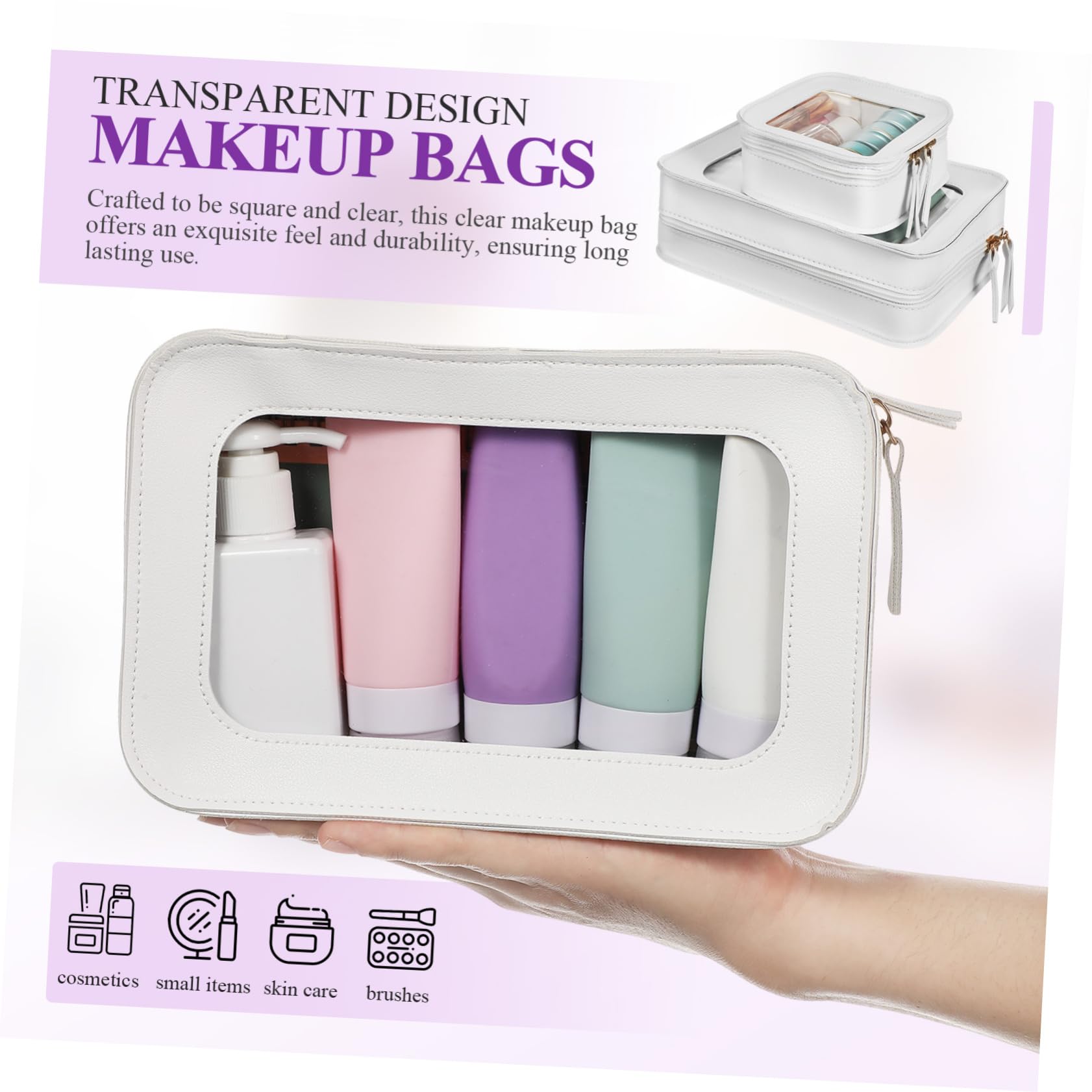 Healvian Borsa per Trasparente in Pvc da Donna, Grande Capacità per Quotidiano e Viaggio