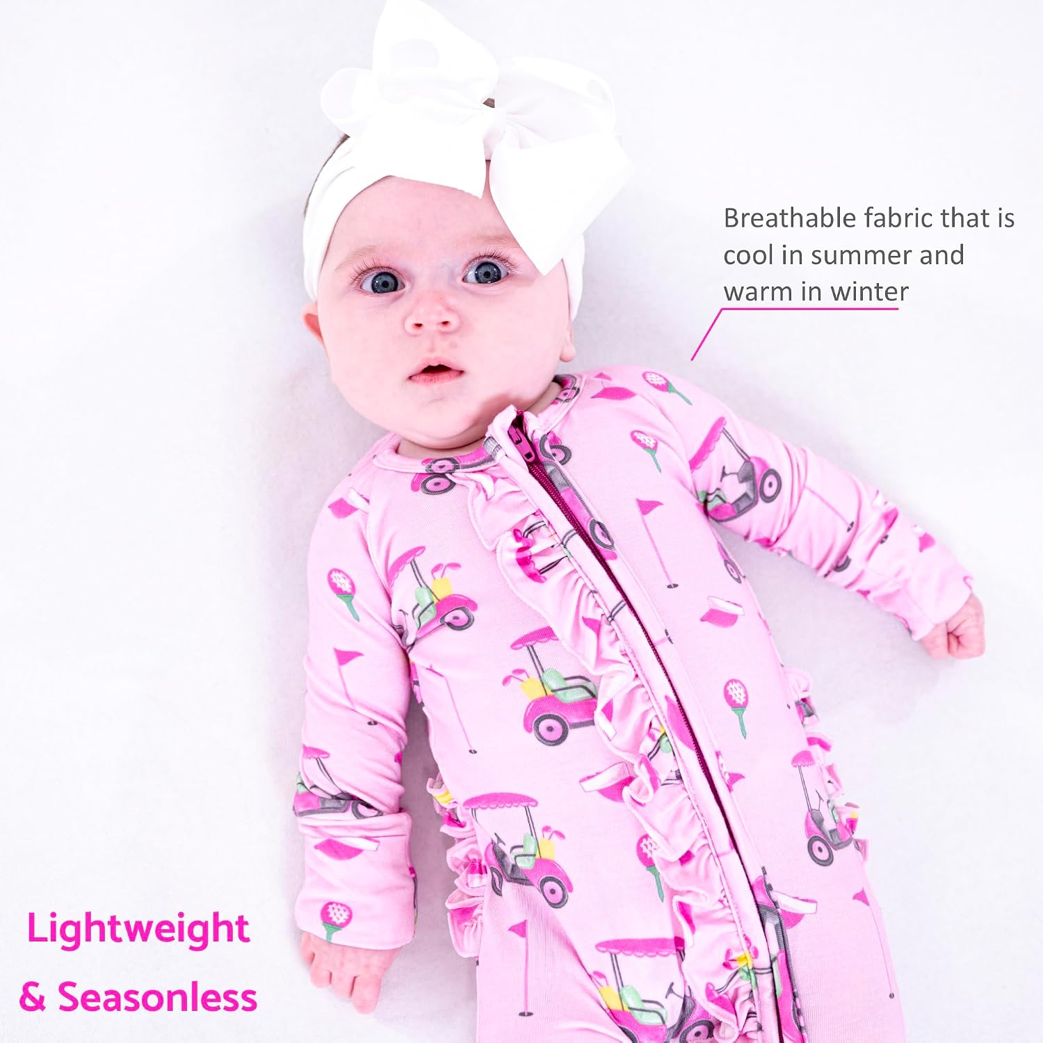 LollyBanks Baby Pajamas, Long Sleeve Baby Romper with 2-Way Zipper, 95% Viscose from Bamboo and 5% Spandex, Infant Sleepers