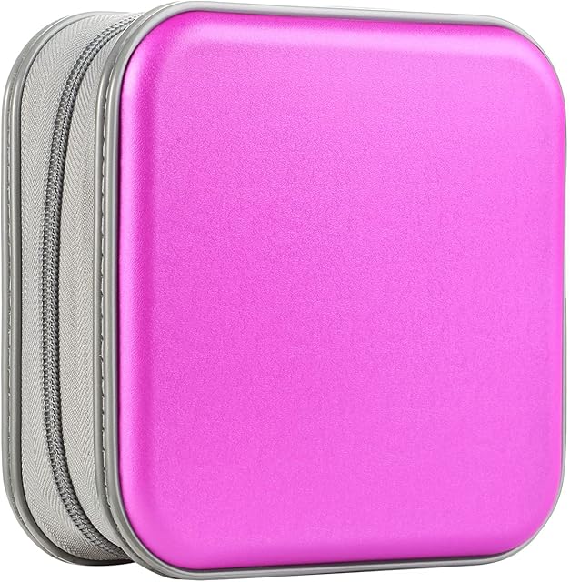 UENTIP 48 Capacity CD Case,Portable DVD Hard Plastic Case Holder CD Organizer Wallet Protective DVD Storage (Purple)