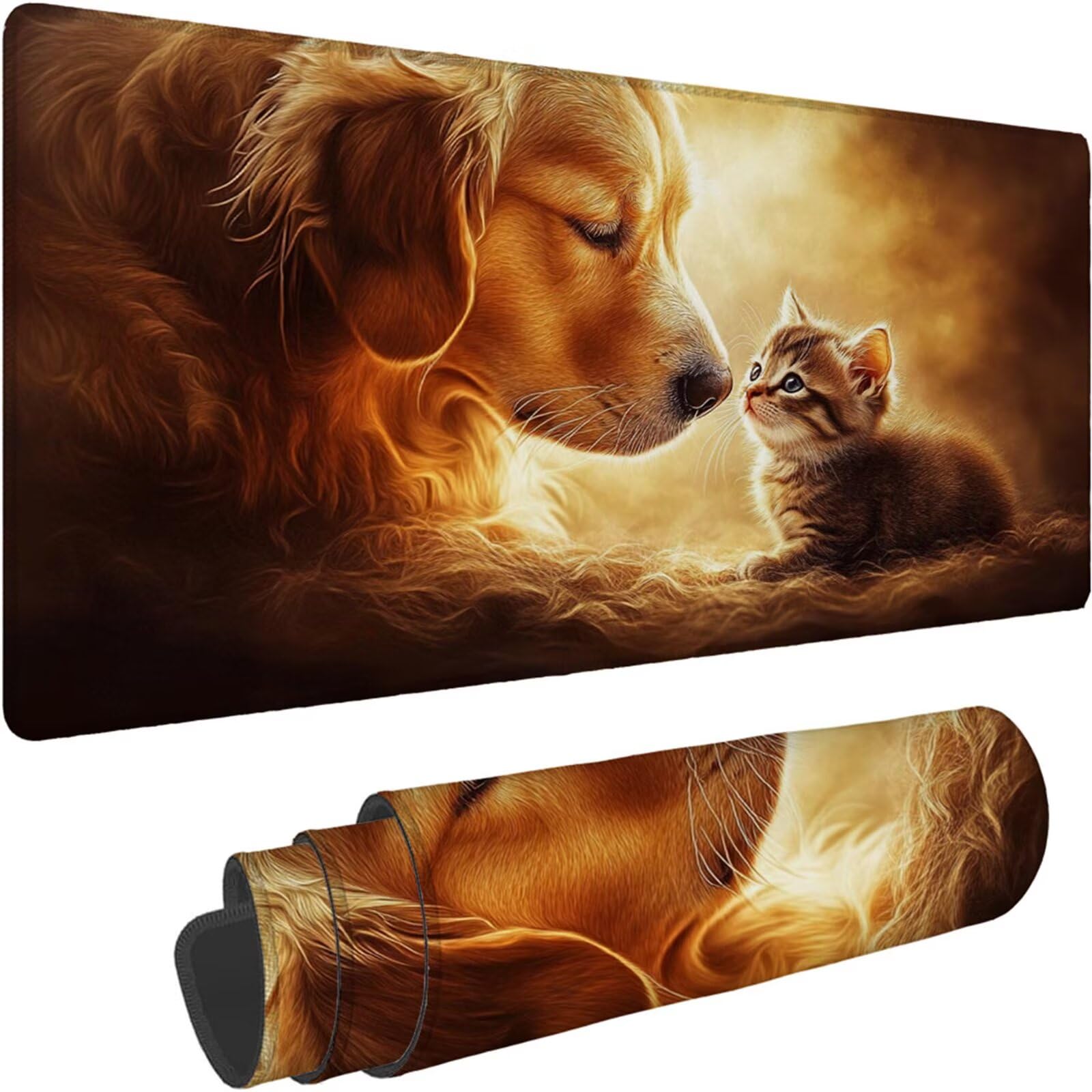 Gamingowa podkładka pod mysz 1200 x 600 x 3 mm, XXL, wodoszczelna, odporna na ścieranie, z przyszytymi krawędziami, żółta, podkładka na biurko, poprawia prędkość i precyzję, do komputera, laptopa
