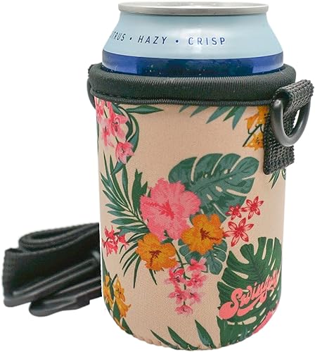 Enfriador de cerveza con correa ajustable para el cuello (neopreno manos libres lata o soporte para botellas) (Hawaiian)