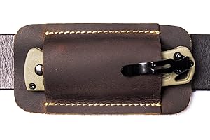 Topstache Belt Knife Sheath - Fine-crafted Leather Horizonal Carry EDC Pouch for Men