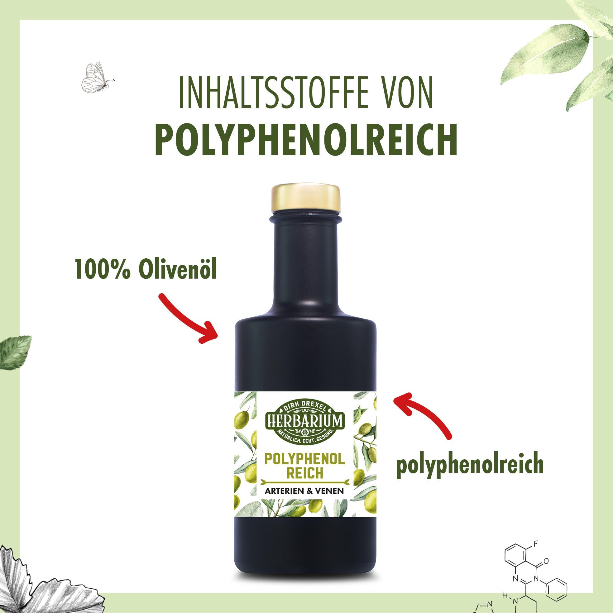 Herbarium Polyphenolreich, 200 ml | Nahrungsergänzungsmittel mit polyphenolhaltigem Olivenöl (1140 mg/kg) | Naturbelassen & kaltgepresst | Premium-Qualität aus Griechenland