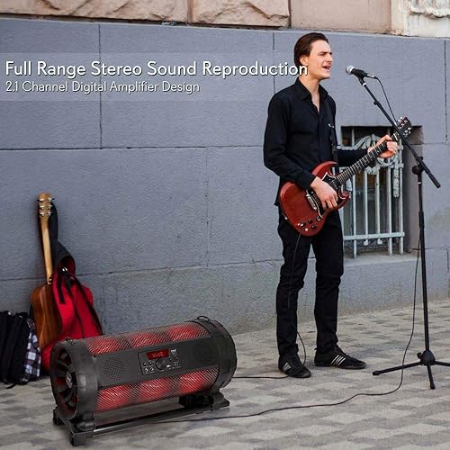 Miniatura 4 de Sistema estéreo portátil Bluetooth Boombox  Altavoz inalámbrico digital de 600 W para exteriores con luces LED, radio FM, reproductor de MP3, USB,