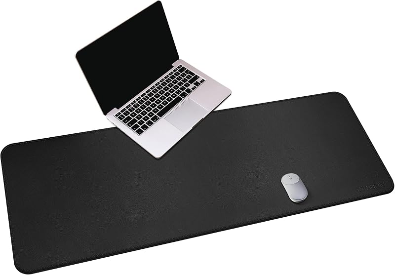 CENNBIE Leather Desk Mat,55" x 19.6" Extra Large Desk Pad Protector (Black) | Extended Non-Slip Mouse Pad, Waterproof PU Leather Desk Mat on top of desks Large for Office and Home