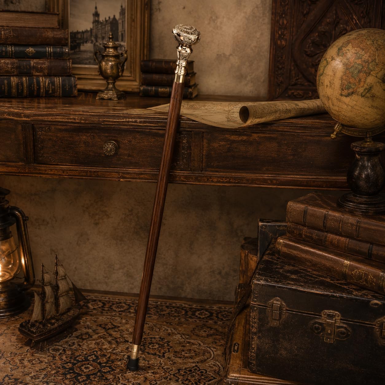 Handmade Brass Engraved Handle (Only) for Walking Stick | Vintage, Round Head Handle Receplacement for Walking Stick & Cane for Men, Women, Senoirs & Home Decor