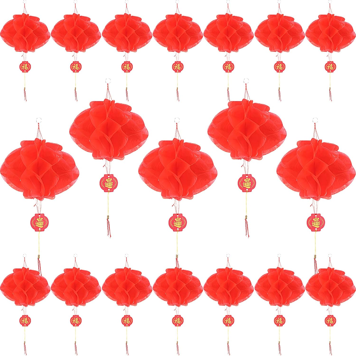 100 Pcs Chinese Red Paper Lanterns Decorations New Year Lantern Chinese