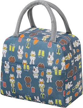 CubePlug Kids Portable Insulated Lunch Bags are Leak-Proof, Waterproof, Durable, and Suitable for picnics, Travel, Outdoor, School, and Other Places to Keep lunches Warm. (Style A Grayish Blue)