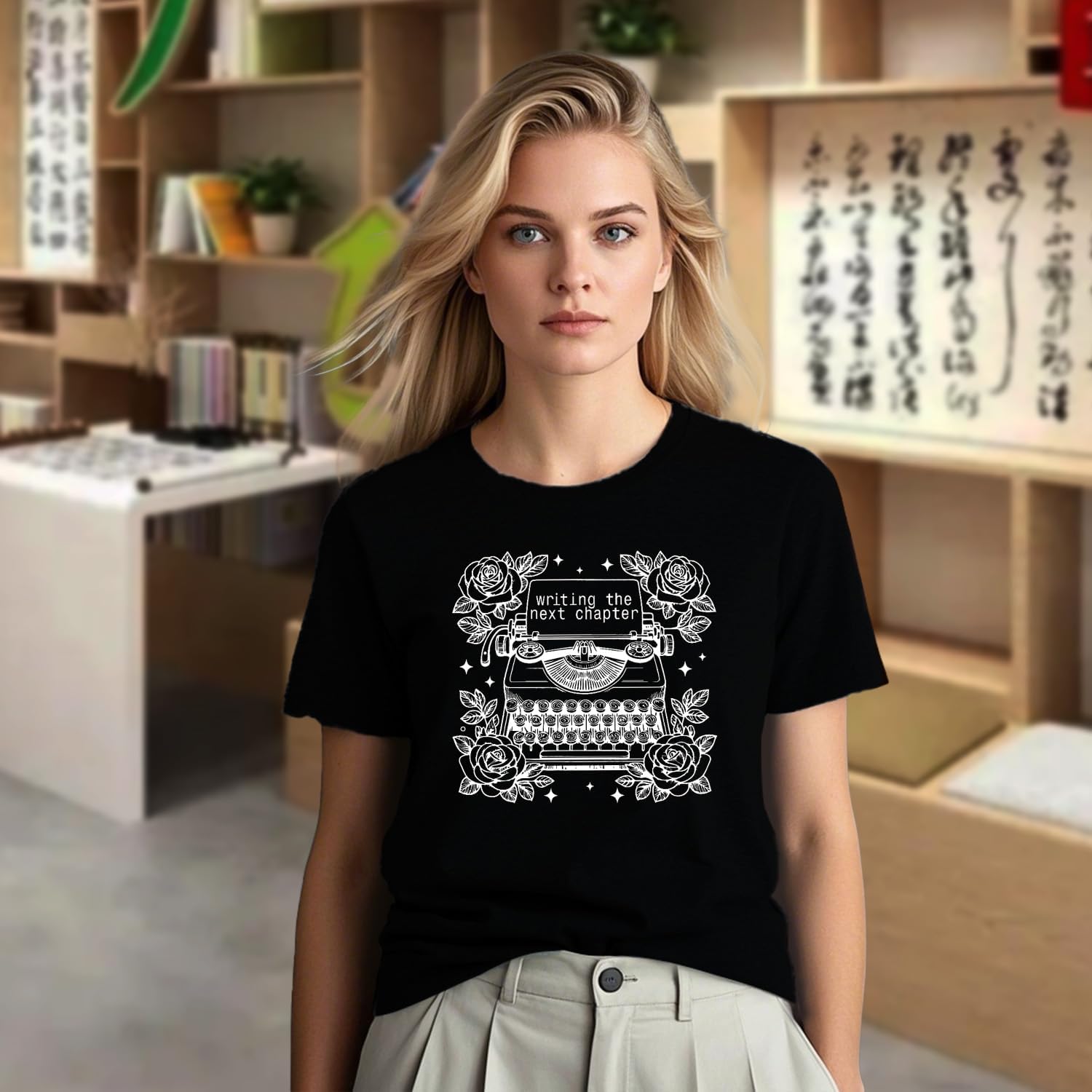 Women's Author Shirt Writing The Next Chapter Writer T-Shirt Typewriter Book Lover Tee - Image 3
