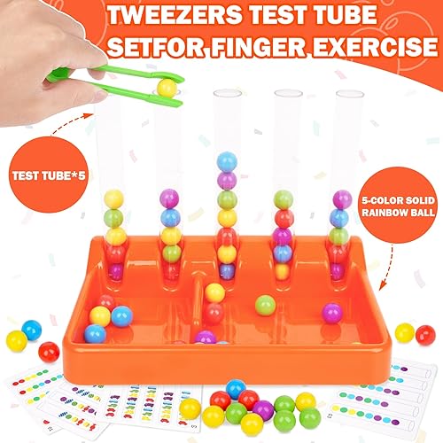 Miniatura 5 de Juego de juguetes de clasificación de colores, juego de cuentas de arcoíris, juguetes Montessori para preescolar conteo de matemáticas, juegos de