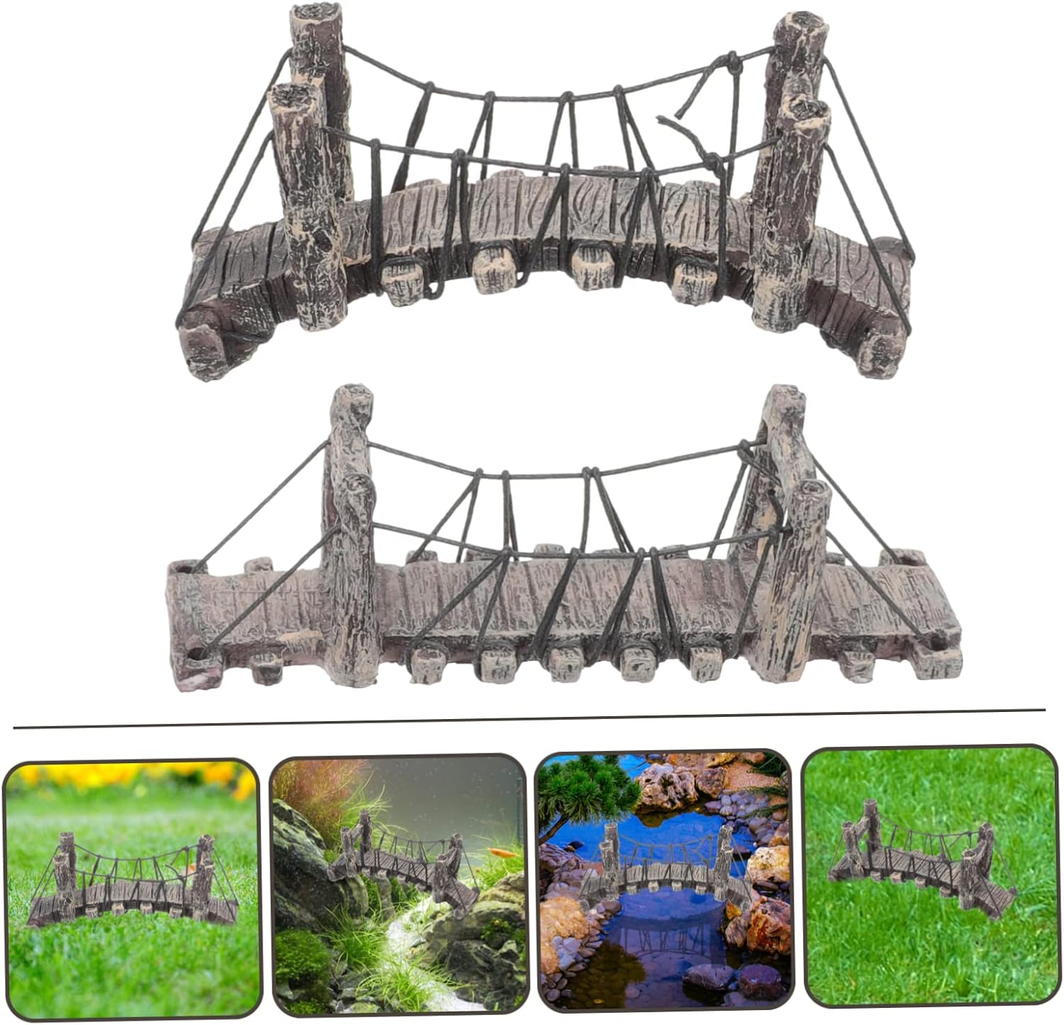 Toyvian 2pcs Mini Garden Bridge Decor Resin Landscape Ornaments for Fairytale Gardens Dollhouses and Terrariums Unique Design for Indoor and Outdoor Use