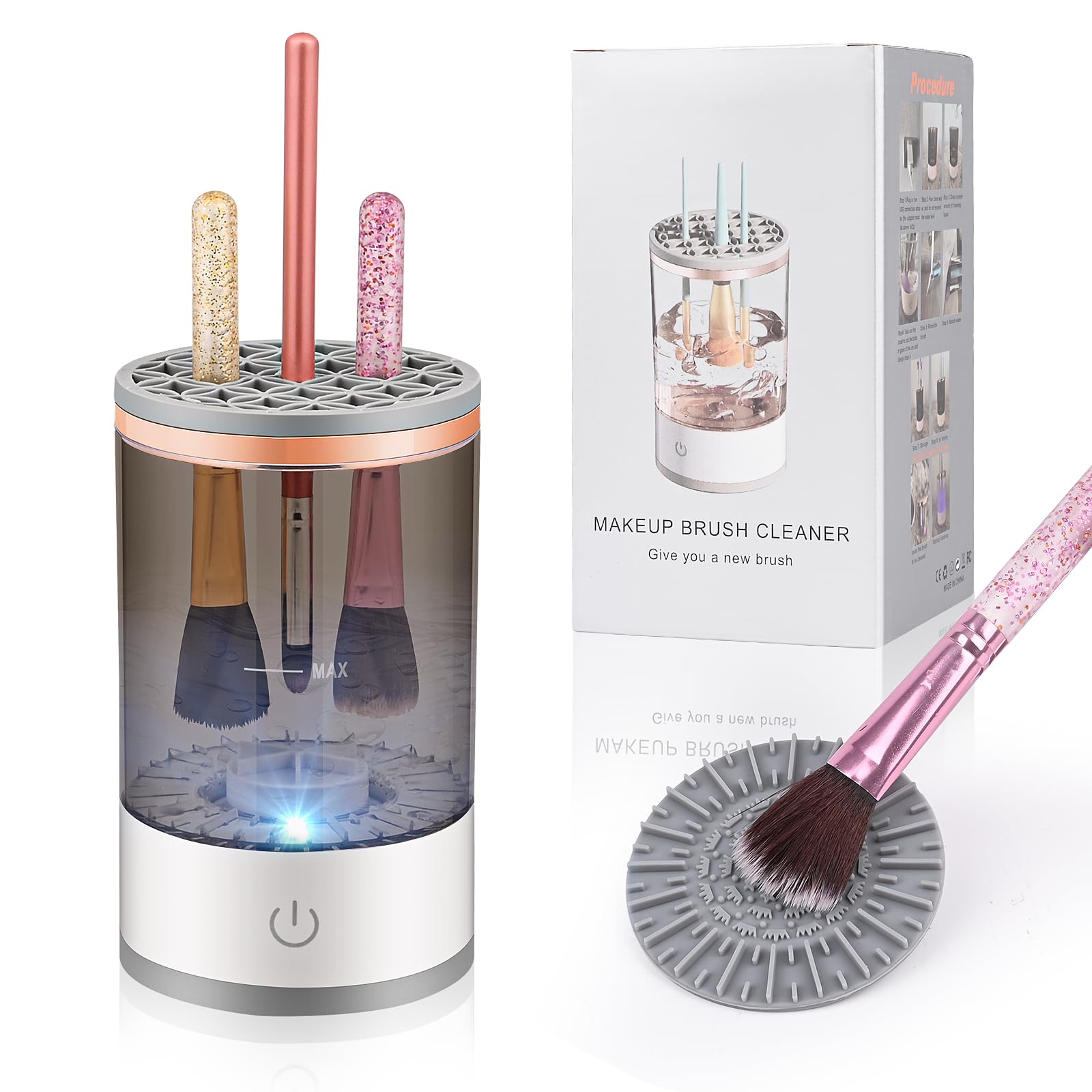 2 en 1 Limpieza Manual Automática de Brochas de Maquillaje,Comius Sharp Limpiador de Brochas Cosméticas para Brochas de Maquillaje de Belleza de Todos los Tamaños, Regalo para Mujeres, Esposa,Amiga
