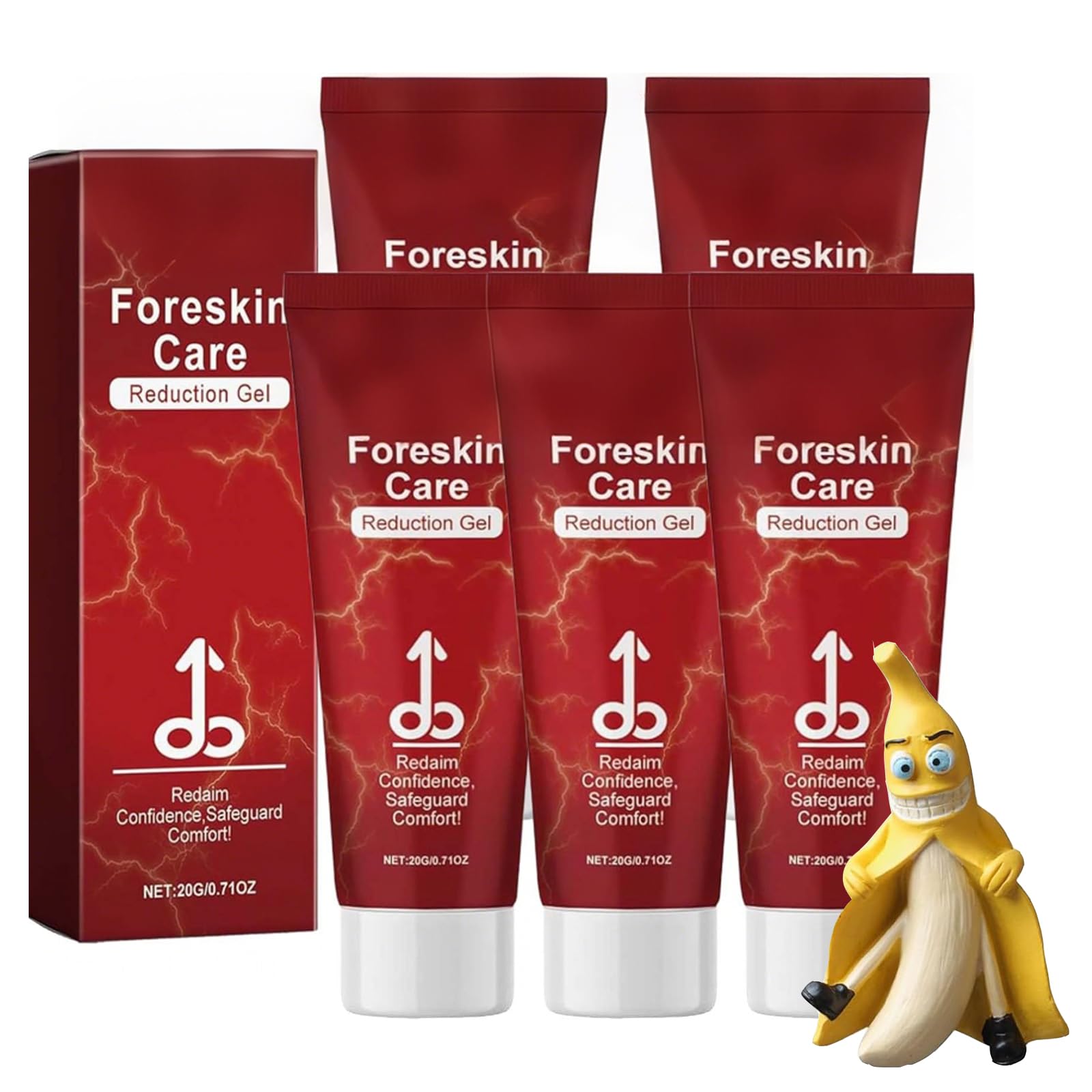 MaleGuard ForeskinCare Reduction Gel, Bruteco Redundant Prepuce Corrector Gel, Natural Ingredients Phimosis Foreskin Correction Gel for Excessive Foreskin Men's Health (5 Pcs, *20g)