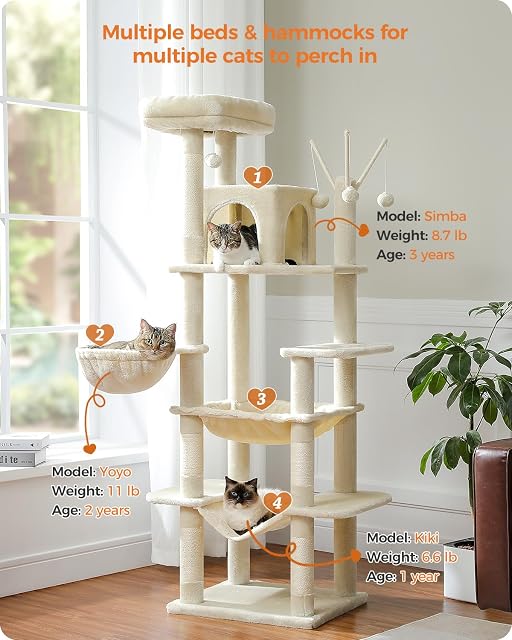 Foto 3 de 7 de PETEPELA Árbol de gato de 173 cm para gatos grandes de interior