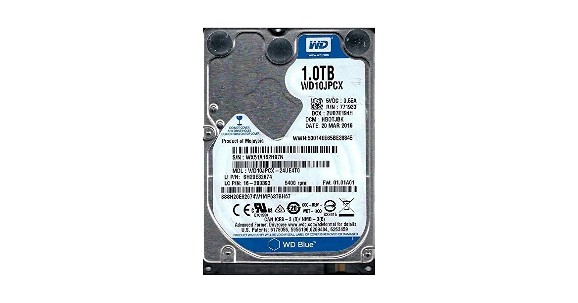 Amazon.com: Western Digital WD10JPCX-24UE4T0 1TB DCM