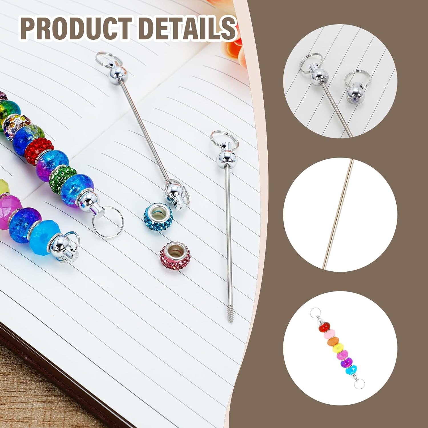 Goufaju 20pcs Beadable Keychain Bars, Blank Detachable Metal Keychain Accessories for DIY Craft, Beaded Key Chain Kit with Silver Finish - Image 3