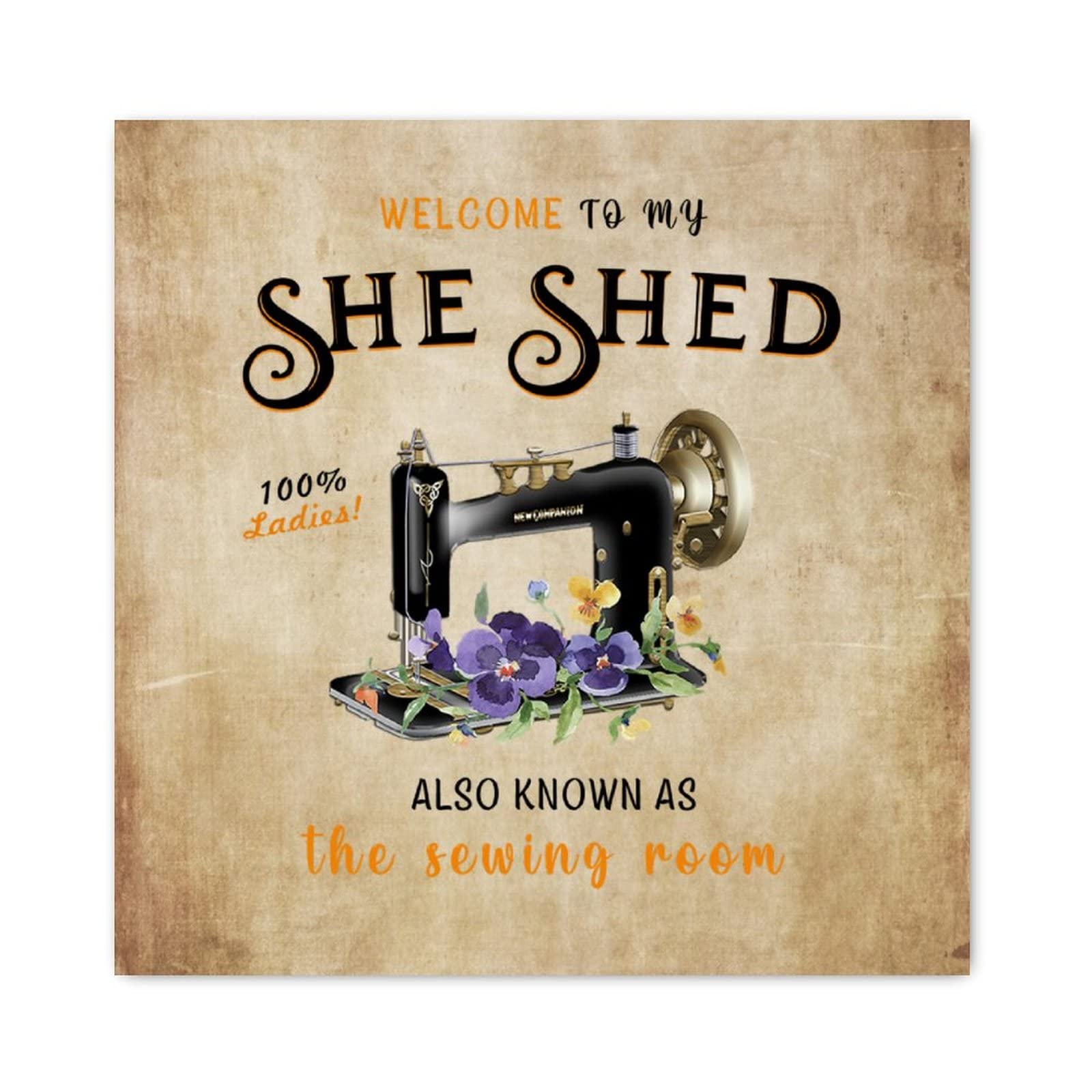 Plaque en bois couture et she shed pour salon et bureau