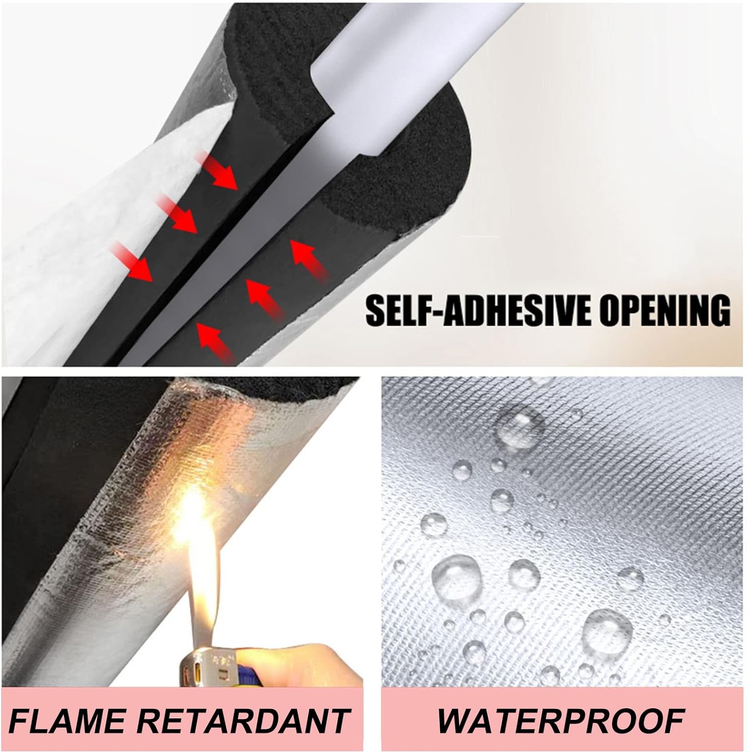 Self-Adhesive Foam Tube for Winter Freeze Protection, 22mm to 120mm Water Pipe Insulation Cover, Retardant Antifreeze Soundproof Pipe Insulation, Length 95cm (Size : 76mmx30mmx95cm)