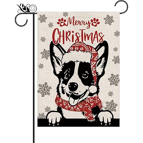 Corgi Christmas Joy Garden Flag