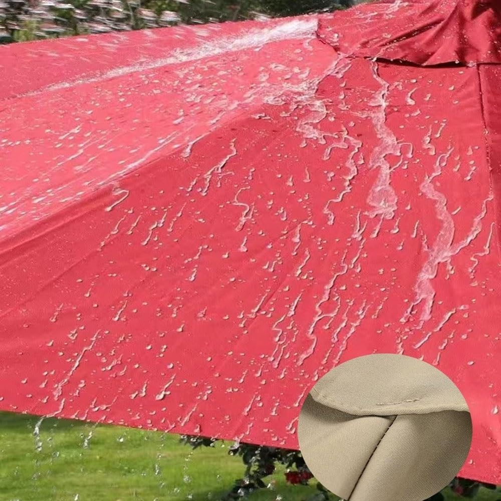 Replacement Canopy for 6.5' & 8' Patio Umbrellas - Rectangular Outdoor Parasol Top Cover, 5 Ribs, Durable Cloth, Ideal for Market & Garden Use