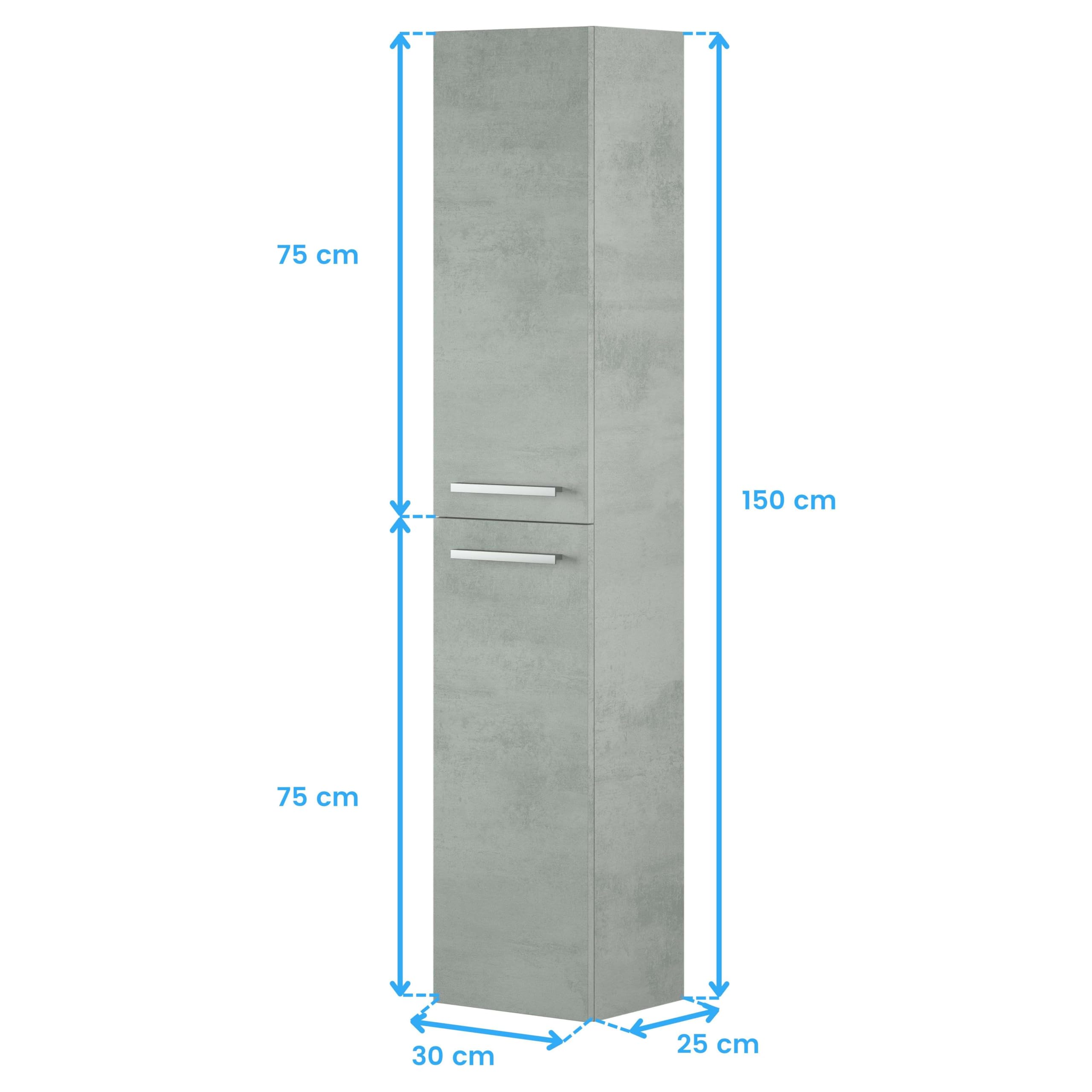 Pack de Muebles de Baño Aruba en Color Cemento o Blanco con Mueble de Baño, Columna, Espejo y Lavamanos Cerámico