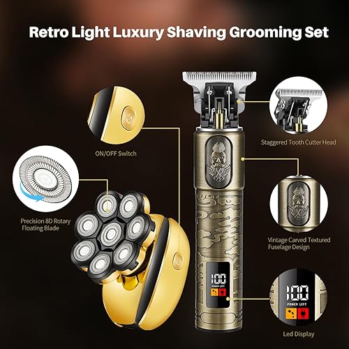 Miniatura 4 de ROZIAPRO Afeitadoras de cabeza para hombres calvos y recortadora de cabello profesional sin huecos, afeitadoras multifuncionales para calvas,