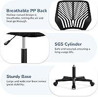 Vista 24 de Yaheetech Linda silla de escritorio para niños, silla de computadora pequeña sin brazos con soporte lumbar para adolescentes, respaldo bajo, Verde